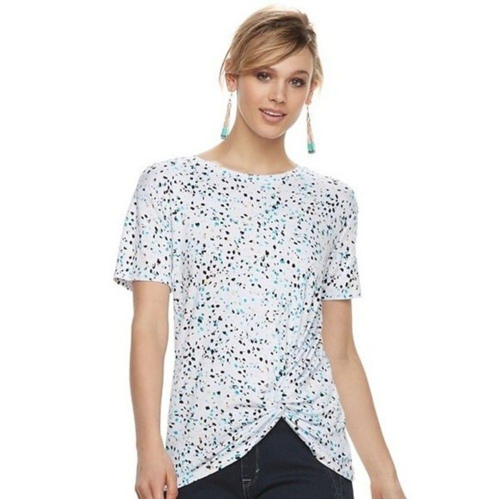 Apt. 9 Seaglass White Knot Front Tee Size X-Small